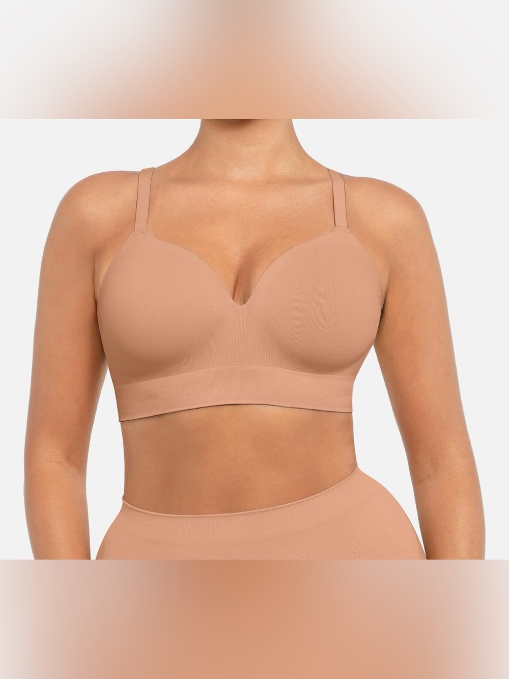 Feelin’ Gurl wireless push up seamless full coverage bra chestnut brown
